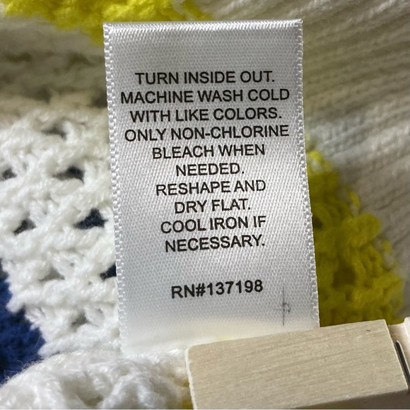 Kerri Rosenthal Smiley Face Sweater with Blue and Yellow Stripes | Anthropologie - Picture 11 of 11